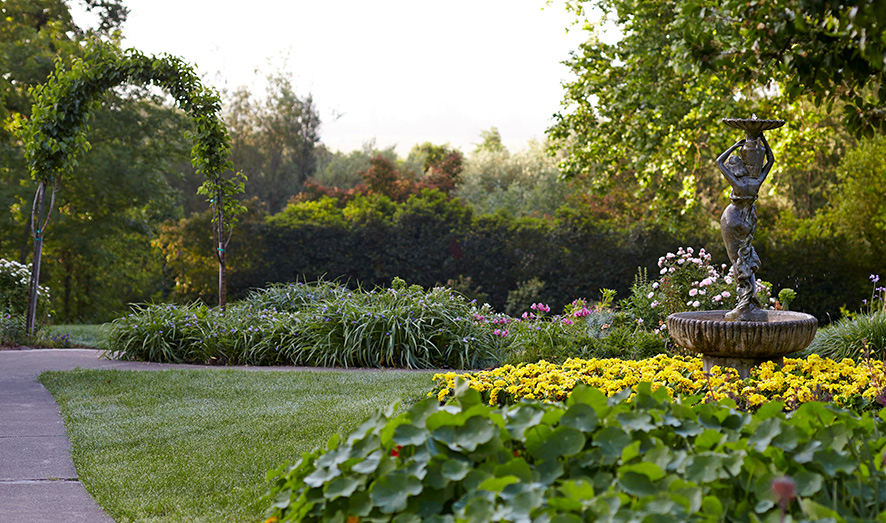 Imagine yourself strolling through the pathways among the lush gardens at the Madrona Manor.