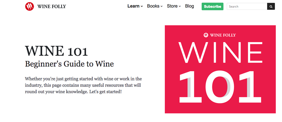 Image of Wine Folly website Wine 101 page