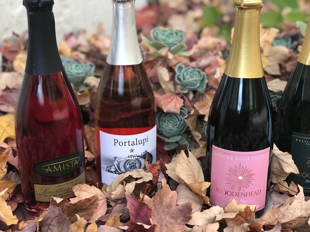 Sparkling wine bottles from Portalupi and Woodenhead
