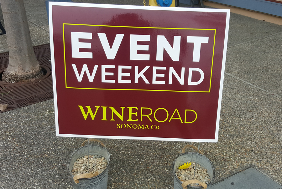 Wine Road Event sign