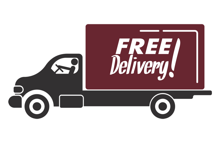 Image of a truck with free delivery! on the side of it.