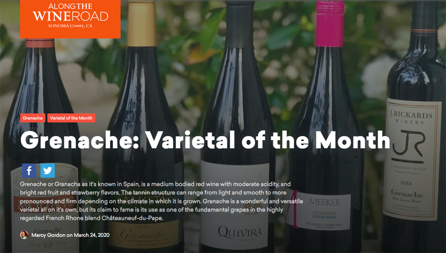 Image of page from the Varietal of the month blog featuring Grenache.