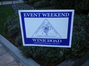 Event Weekend Wine Road sign