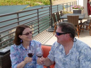 Happy tasters at Sbragia Winery's patio