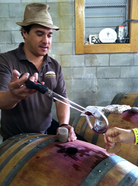 Barrel tasting with the Martorana winemaker