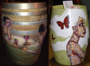 Woman enjoying wine by Ryan Taylor (left) and Butterfly girl by Ursula Xanthe Young (right)