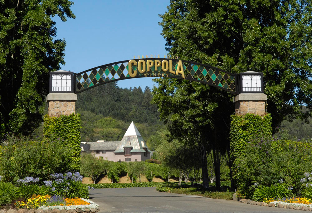 Entrance to the Francis Ford Coppola Winery where the Wine Road's "The Road to Ruby" will premiere on September 16, 2016.