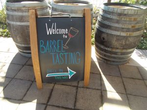 Welcome to Barrel Tasting along the Wine Road sign