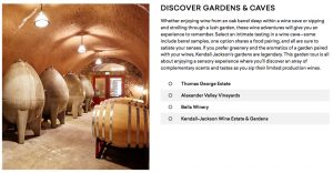 One of the many categories of experinces along the Wine Road: Discover Gardens and Caves