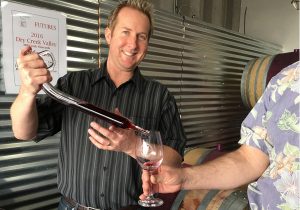 K Squared Cellars Winemaker and Owner Andrew Moore shares a barrel sample