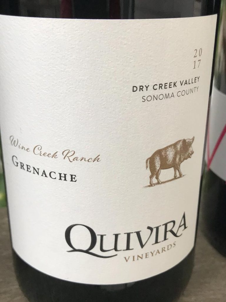 Quivira Grenache wine bottle abel