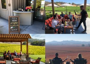 Composite of tasting venues at Robert Young Estate Winery showing social distancing.