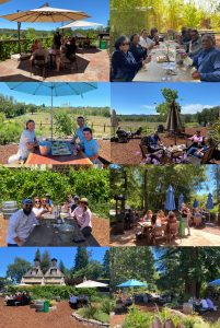 Composite of various wine tasting venues at Russian River Vineyards that allow social distancing.