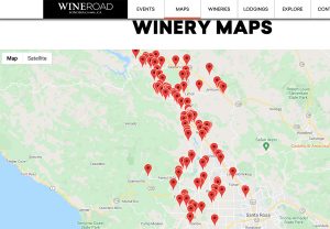 Wine Road website map of wineries