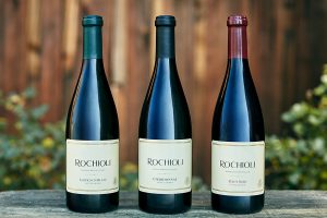 Rochioli Winery wines - bottle shot of the Sauvignon Blanc, Chardonnay, Pinot Noir